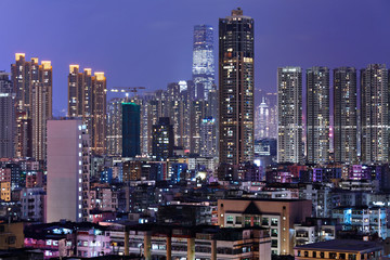 Hong Kong city downtown at night