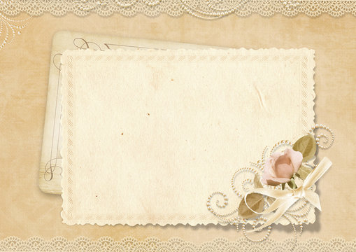 Greeting vintage card with space for photo and text
