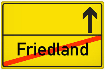 Obraz premium Ortsausgangsschild Friedland