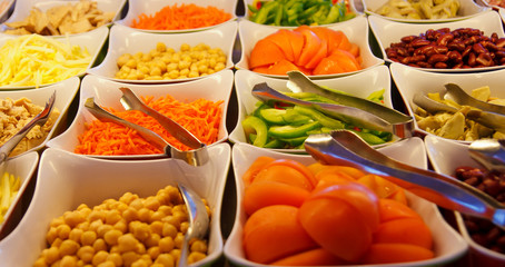 Green Peppers Carrots and Vegetables on Salad Bar