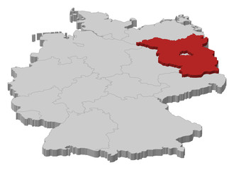 Map of Germany, Brandenburg highlighted