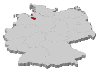Map of Germany, Bremen highlighted