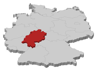 Obraz premium Map of Germany, Hesse highlighted