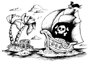 Drawing of pirate ship 1