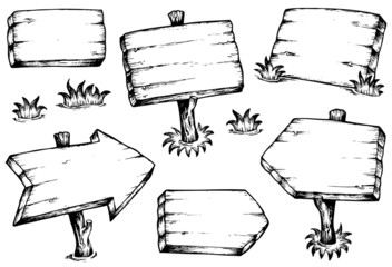 Wooden boards drawings collection - 36678787