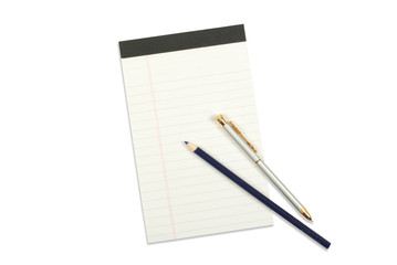 Notepad with pencil and pen