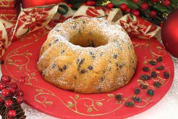 Traditional Christmas cake with raisins
