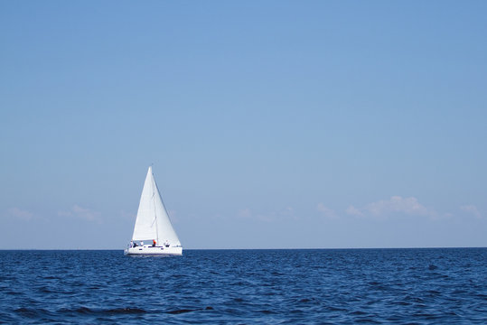 Sailboat sailing with blue sky