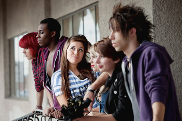 Young attractive punk girl poses