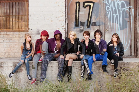 Serious Looking Group Of Young Punk Teens