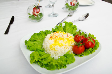 Rice pilaff in the plate