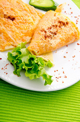 Pancake with pumpkin in plate