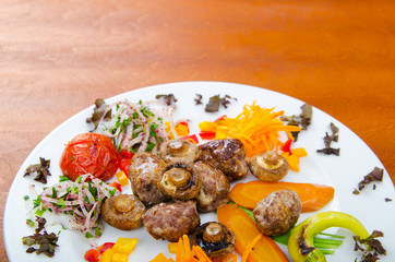 Kebab served in the plate