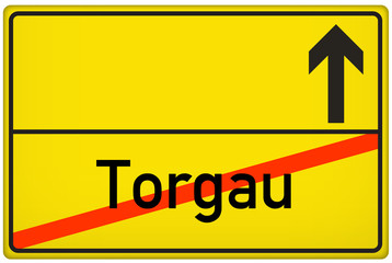 Ortsausgangsschild Stadt Torgau