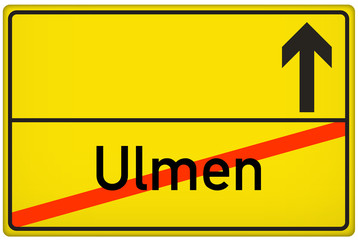 Fototapeta premium Ortsausgangsschild Stadt Ulmen