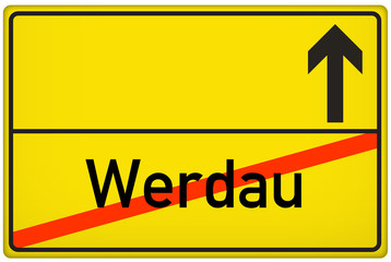 Ortsausgangsschild Stadt Werdau