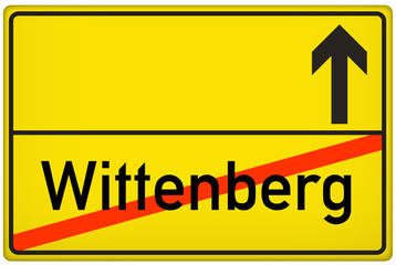 Ortsausgangsschild Stadt Wittenberg