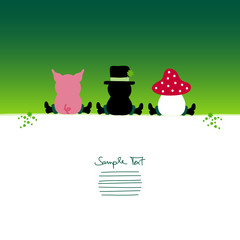 Card Sitting Chimney Sweeper, Pig & Fly Agaric