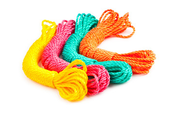 Colourful rope isolated on the white background