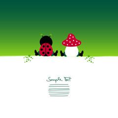 Card Sitting Ladybug & Fly Agaric