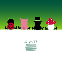 Card Sitting Chimney Sweeper, Ladybug, Fly Agaric & Pig