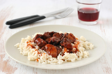 boiled rice with octopus