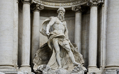 Neptune Statue at Trevi Fountain in Rome - obrazy, fototapety, plakaty