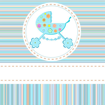 Baby boy arrival announcement vector greetings card