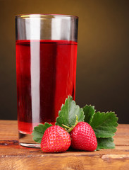 Fresh strawberry and juice glass