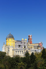 Fototapeta na wymiar Pena castle and blue sky