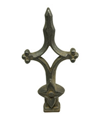 old wrought iron finial on a white background