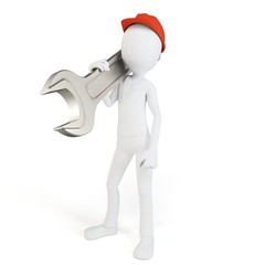 3d man engineer with wrench