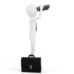 3d man businessman with binoculars