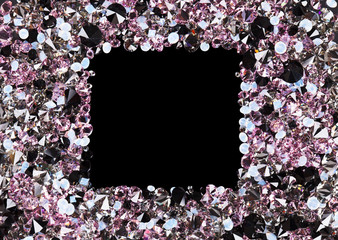 Square frame made from many small purple diamonds, with copyspac