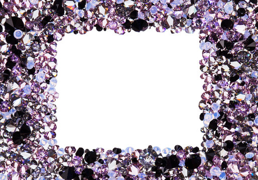 Square frame made from many small purple diamonds, with copyspac