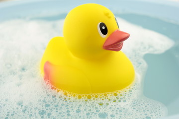 Bath time and rubber  duck