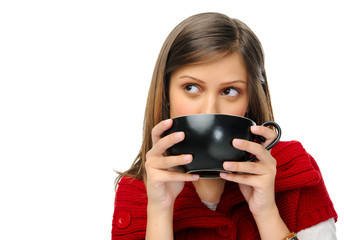 Drinking a cup of soup