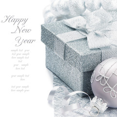 Christmas gift box in silver tone