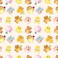 Obraz premium cartoon animal Afternoon Tea time seamless pattern