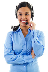 Female call center operator