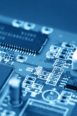 electronic circuit close-up. Macro background