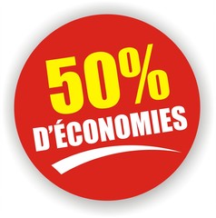 bouton 50% d'économies