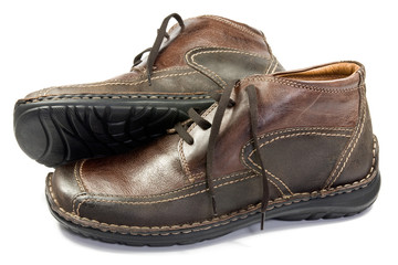 brown male leather shoes