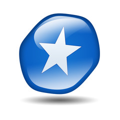 Boton brillante azul hexagonal simbolo estrella