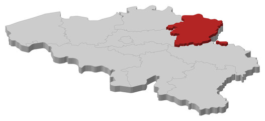 Map of Belgium, Limburg highlighted
