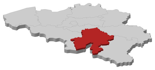 Map of Belgium, Namur highlighted