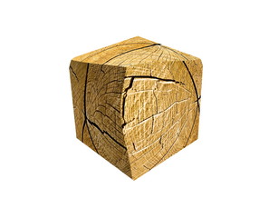 Wooden Cube with Cracks