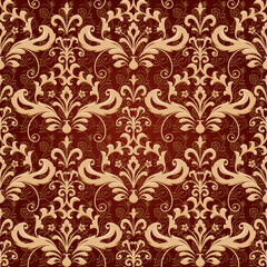 Fototapeta premium Vintage classic ornamental seamless wallpaper in brown and gold