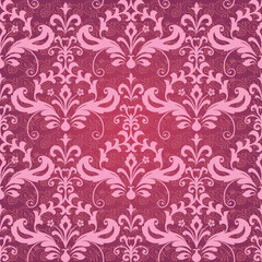 Vintage classic ornamental seamless wallpaper in red and pink