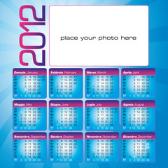 calendario 2012 bilingue con spazio per fotografia